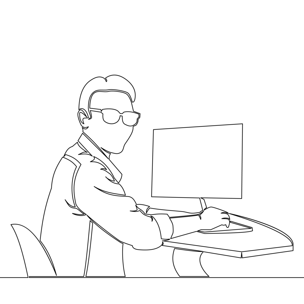 Man coding with computer